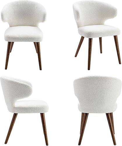 Miniatura 6 de RIVOVA - Juego de 2 sillas de comedor tapizadas de sherpa sintético de mediados de siglo modernas sillas de comedor para cocina comedor con patas de