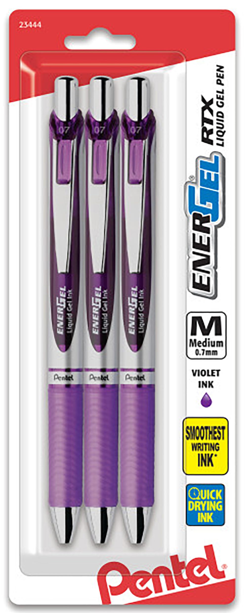EnerGel XM BL77 - Retractable Liquid Gel Ink Pen - 0.7mm - 54% Recycled - Purple - Pack of 3