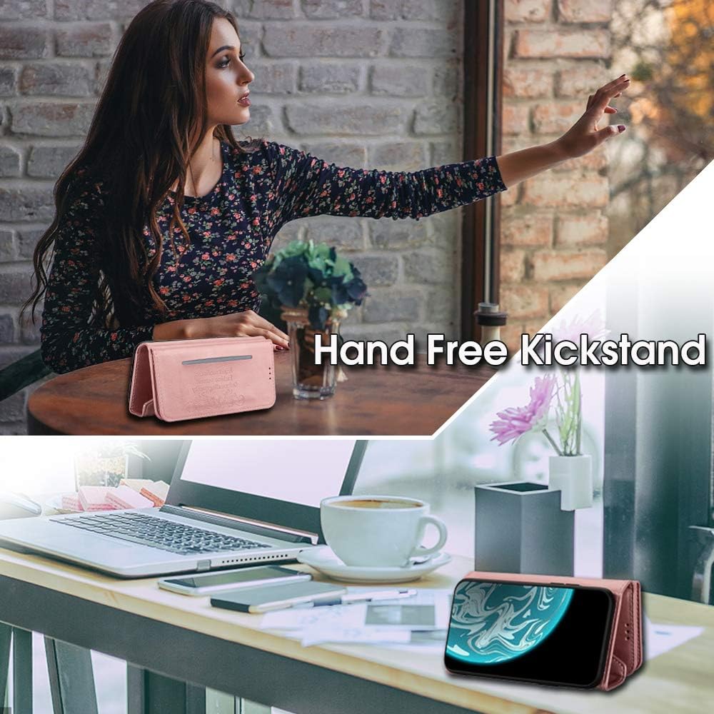 Auker Galaxy Note 20 Wallet Case with Crossbody Strap for Women, Folio Flip Leather 9 Card Holder Flip Kickstand Magnetic Pocket Wallet Case Clutch Zipper Purse Case Shoulder Bag for Samsung Note20