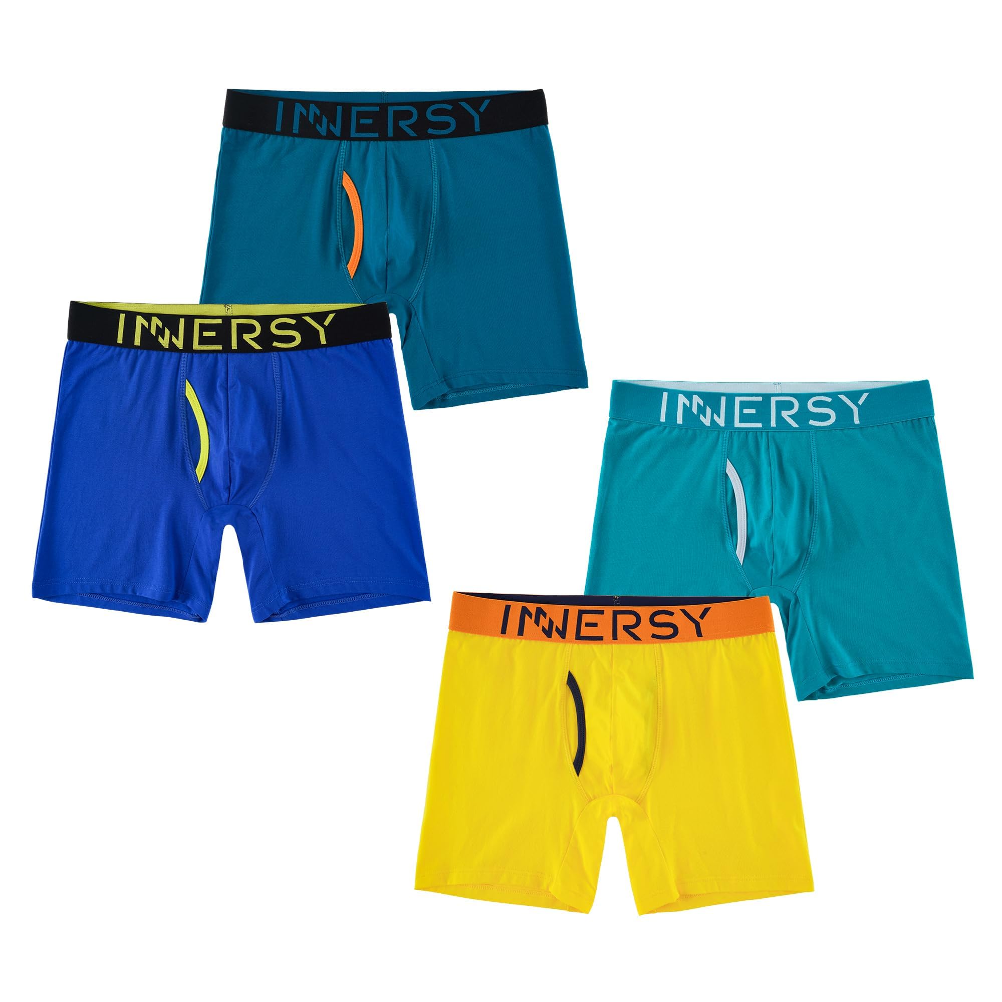 [INNERSY] ボクサーパンツ メンズ ボクサーブリーフ 4枚セット 下着 前開き 綿 パンツ ボクサー 通気吸汗(M、マカロン)