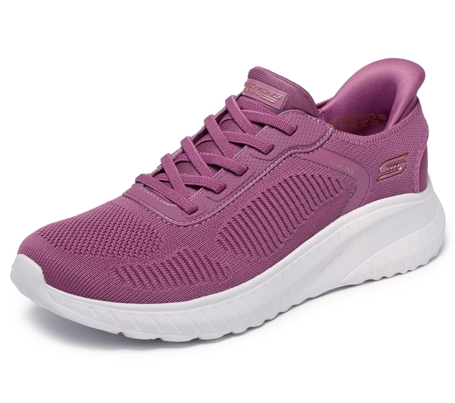 Skechers Women's Bobs Squad Chaos Current Muse Slip-in Trainers, Dark Rose Textile, 4.5 UK