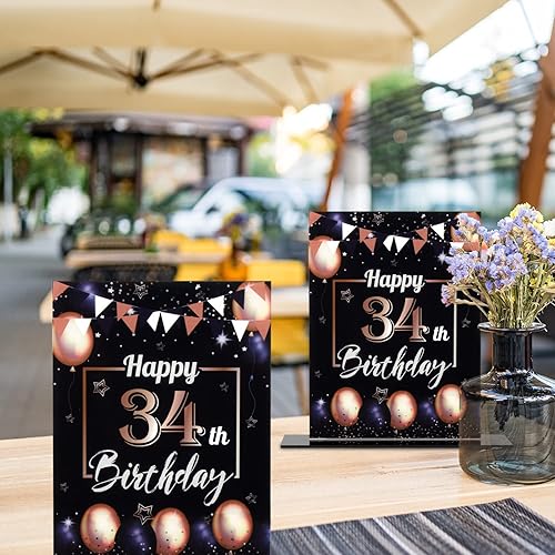 Miniatura 54 de LINGTEER Happy 11th Birthday Decorations, 2Pcs Black&Gold Stand Print Acrylic Table Centerpieces Backdrop Board- Cheers to 11 Years Old Fun Birthday