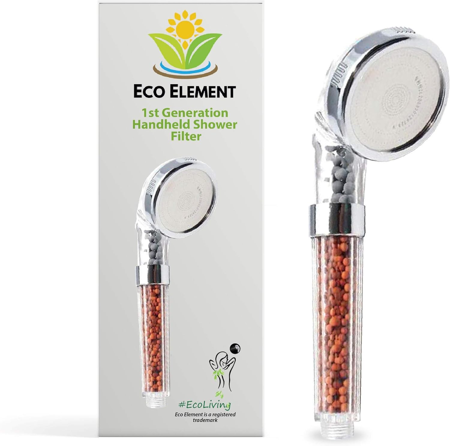 Eco Element 1st Gen HighPressure Massaging Shower Head Filter. Removes