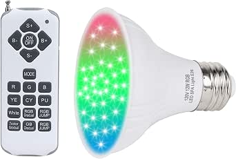 120V LED RGB Spa Light 12W Color Bulb for Hot Tubs and Pools, E26 Base, Remote Control