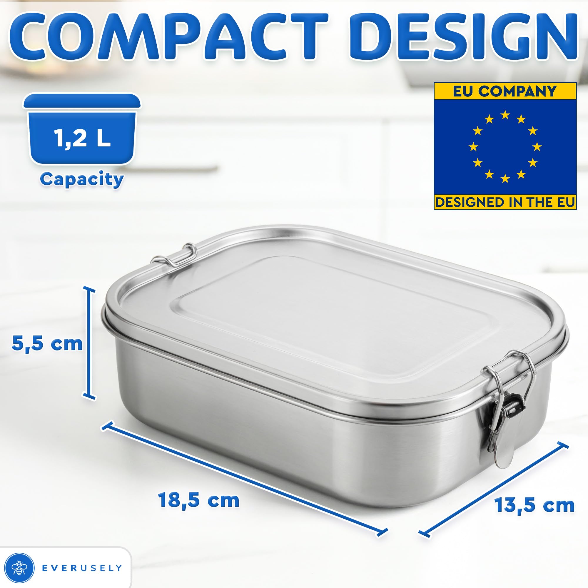 Everusely Stainless Steel Lunch Box with Adjustable Compartment