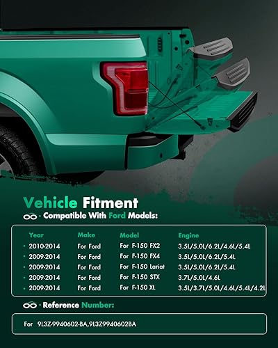 Miniatura 3 de SCITOO Tapa de moldeo para portón trasero 9L3Z-9940602-BA compatible con 2009-2014 para Ford para F150 Escalón Flexible Negro Mate Parte Superior