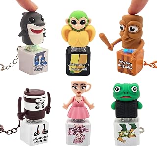 Italian Brainrot Clicker Fidget Keychain with Sound and LED Light - Tralalero Tralala Shark, Tung Tung Tung Sahur, Ballerina Capuchina | Stress Relief Toy for Adults(6pcs-All)