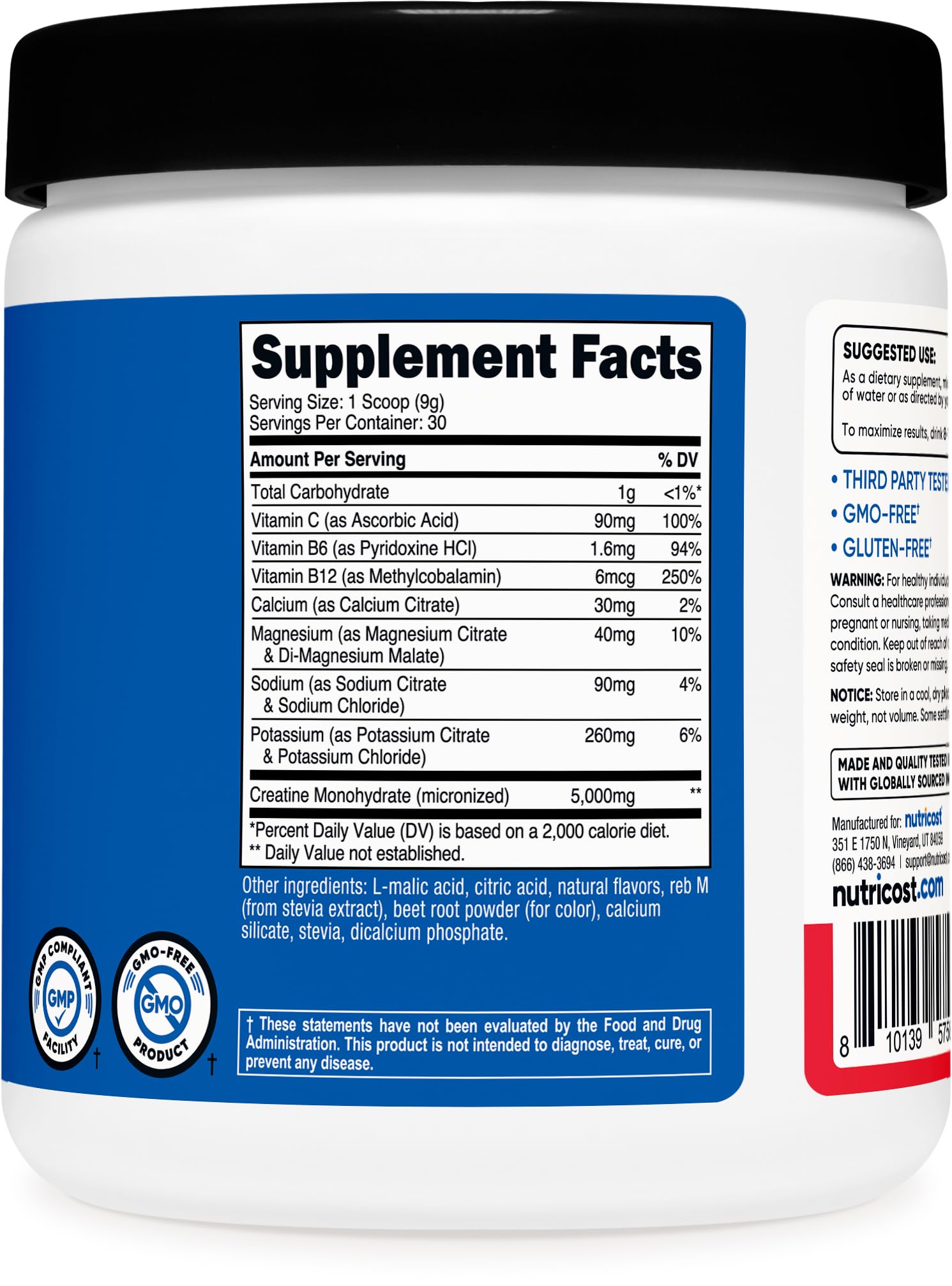 Nutricost Creatine Monohydrate + Hydration Powder (Fruit Punch) 30 Servings — Amazon image 5