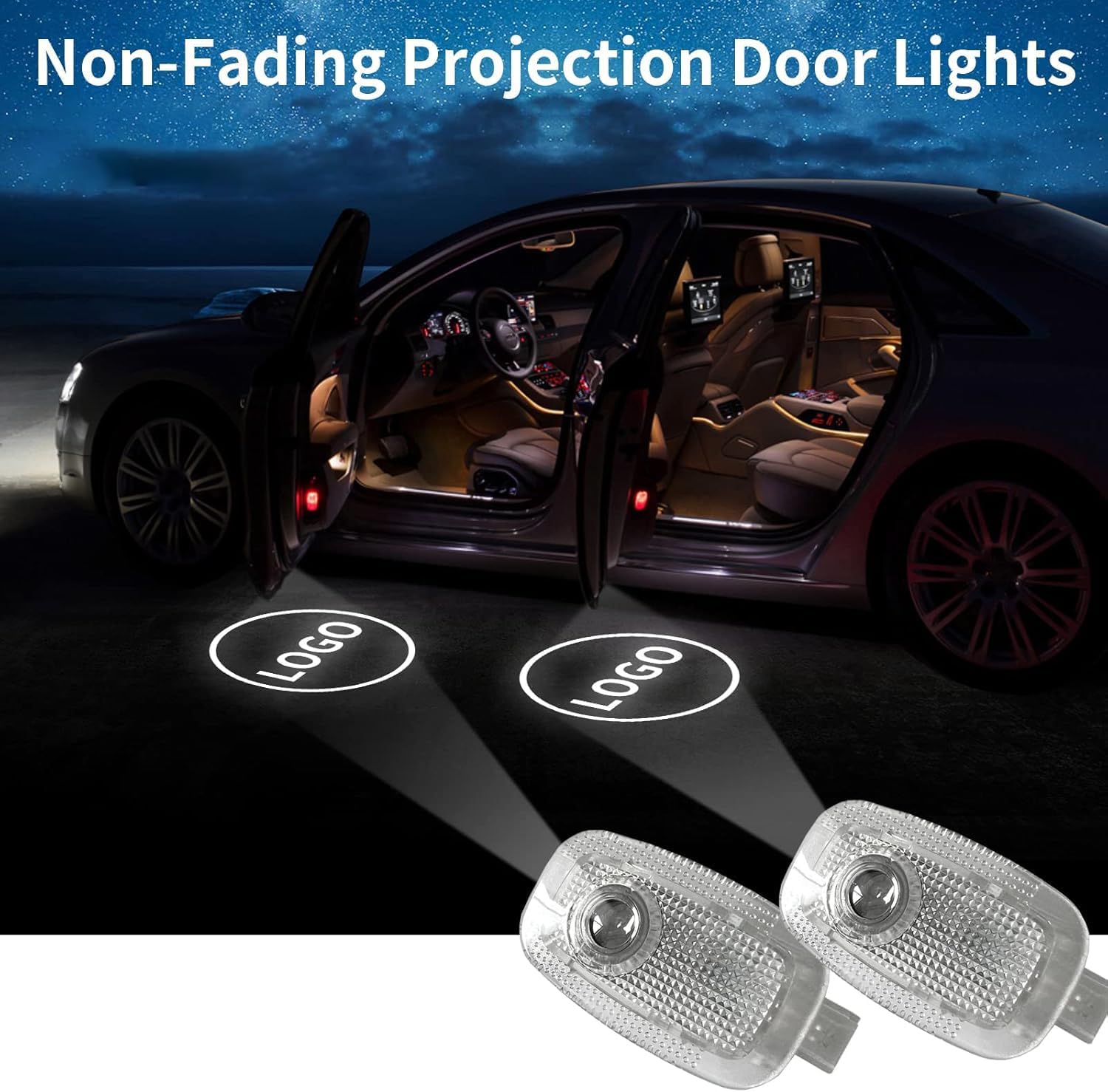 Car LED Logo Projector Puddle Door Lights fits for 2006-2013 S-Class V-Class V220 V250 Accessories, S400 S500 S600 No Fade 4K-HD Car Courtesy Welcome Lights, 2 Pack (Benz-Circle)