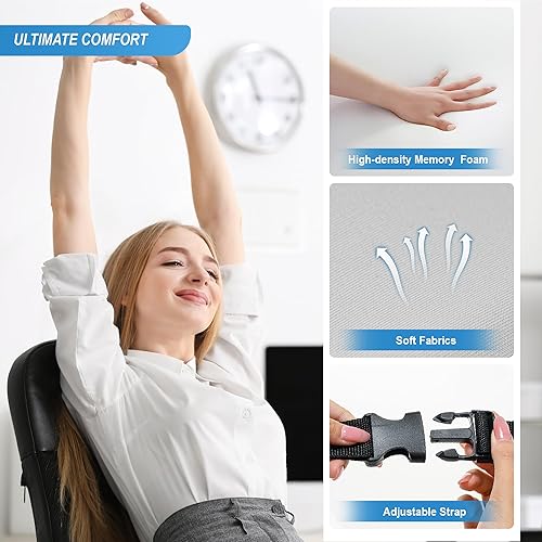 Miniatura 84 de Almohada de apoyo lumbar para automóvil, almohada lumbar de espuma viscoelástica para aliviar el dolor de espalda baja - Cojín de espalda para Negro