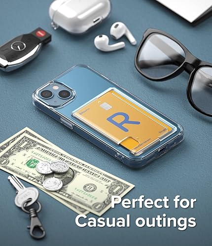 Miniatura 9 de Ringke Fusion Card - Funda compatible con iPhone 13, parte trasera dura transparente con tarjetero delgado integrado, funda tipo cartera -