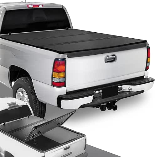 DNA MOTORING New Upgrade Truck Bed Top Hard Solid Tri-Fold