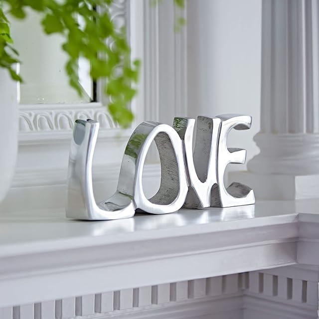 Paper High Recycled Metal 'LOVE' Sign - 20cm x 8.5cm - Fair Trade & Handmade - Home Decor - House Decoration for Living Room - Ornaments for Living Room Modern