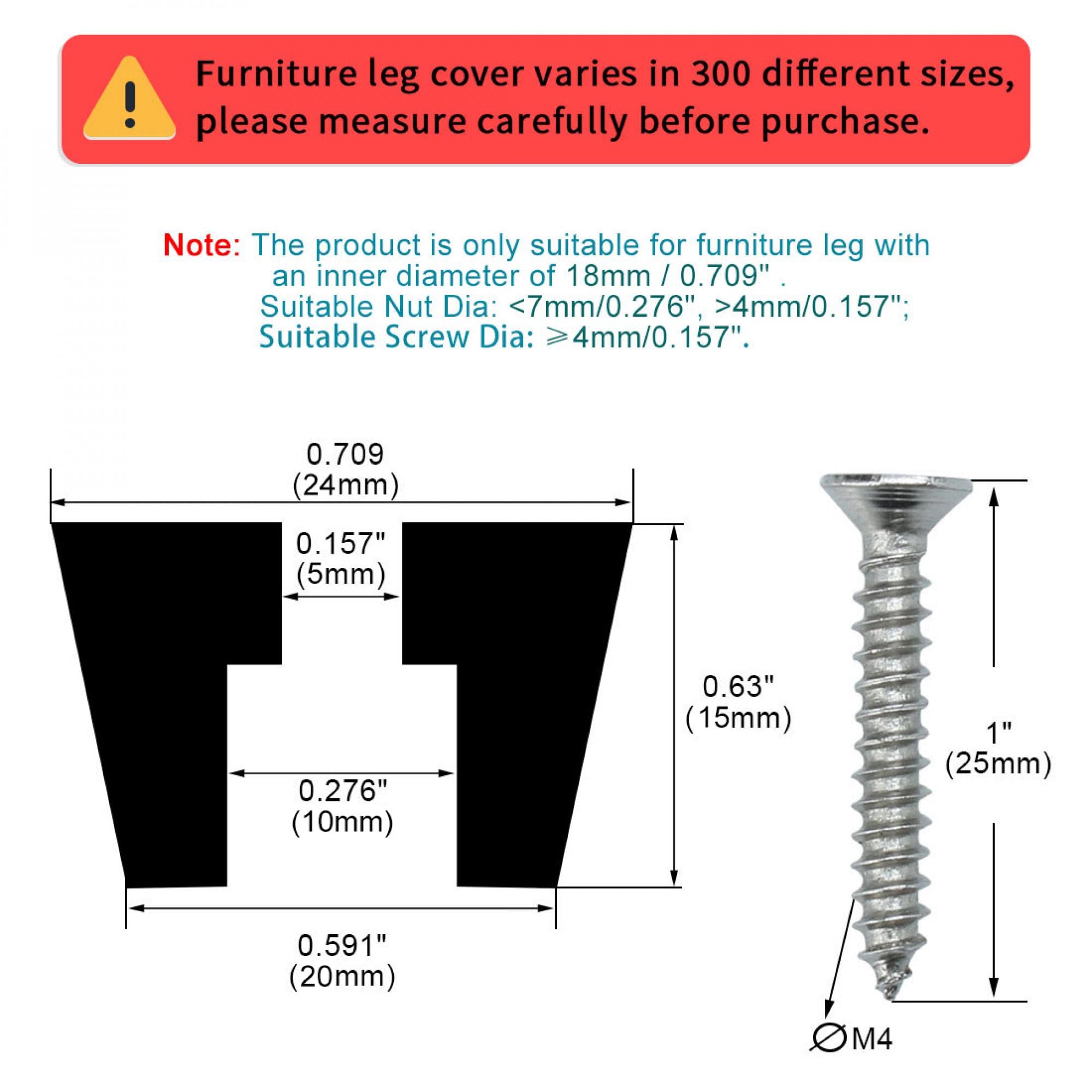 Sourcing Map 12Pcs Patin Pied Chaise Meuble Caoutchouc Tampon