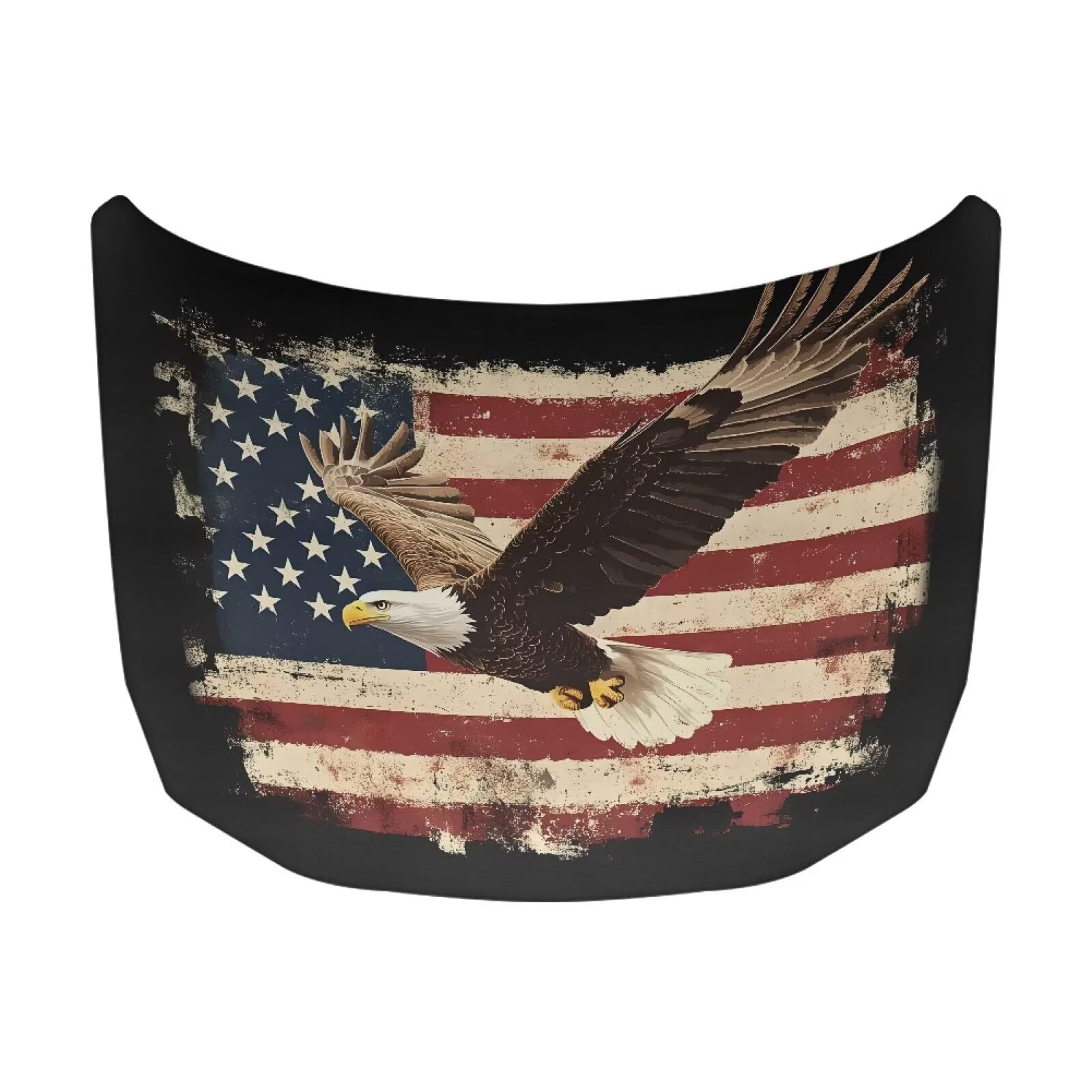 Bald Eagle American Flag Style Car Hood Cover Stretchable Car Hood Protector Waterproof Sun Proof 4th of July Patriotic Decorations Easy Installation for Most Sedans SUV Trucks Pickup