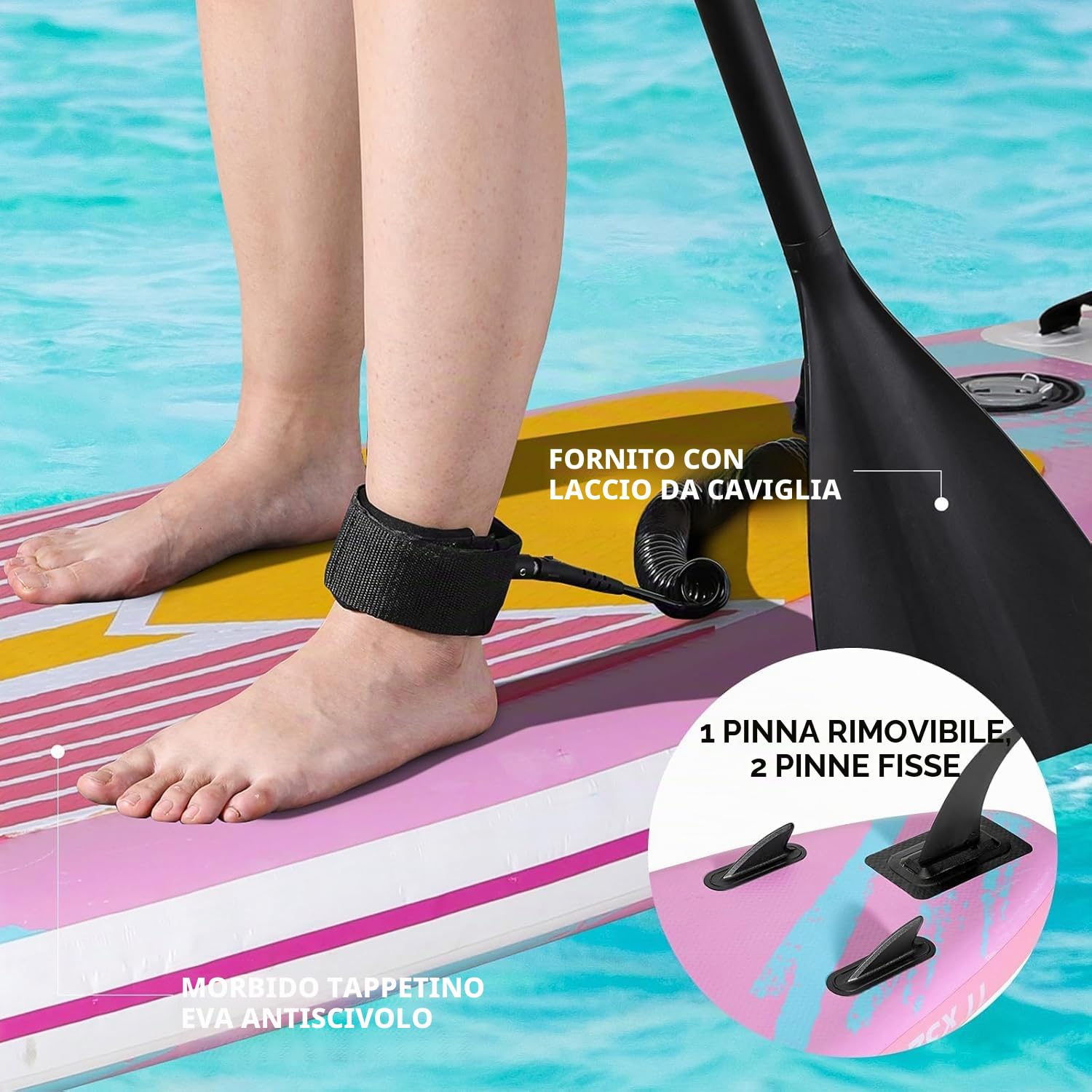 Tavola Sup Gonfiabile Adulti, 305 x 76 x 15 cm - Stand Up Paddle Board Gonfiabile con Grande Stabilità per Tutti I livelli Di Abilità, Per Yoga Touring Pesca, 200 kg