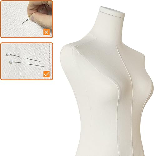 Miniatura 10 de Maniquí de torso femenino con soporte de metal y base rectangular, altura del cuerpo del maniquí ajustable para costuras, tocadores, exhibición de