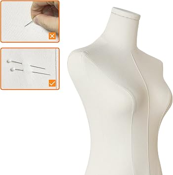 Dress Form Mannequin for Sewing Female Black Linen Fabric Manikin Torso with Detachable Adjustable Height 50-70 High stability Metal Stand Slim Body Size 2 (Beige Linen Fabric-Silvery base)