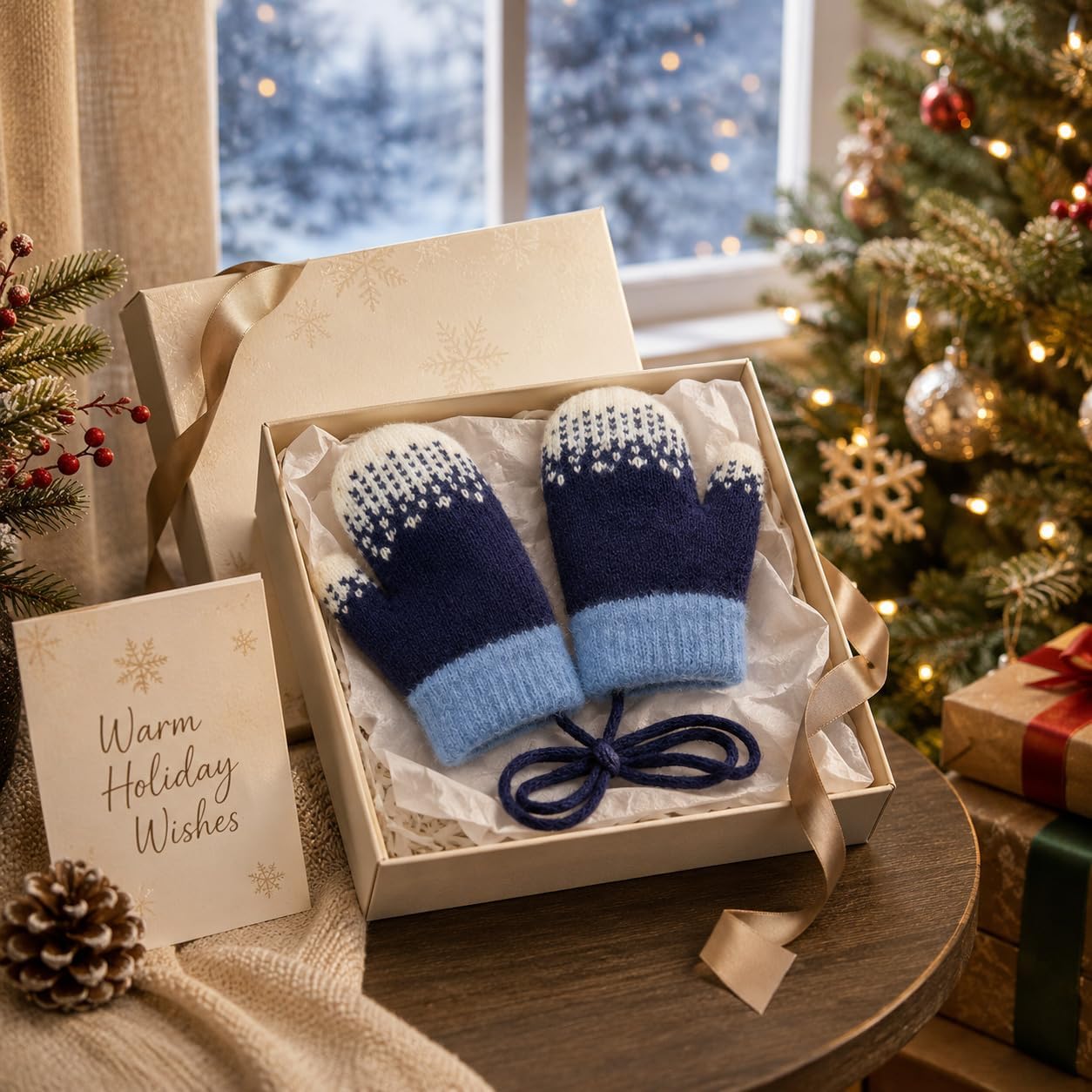 Toddler Mittens for 1-3 Years Old Boys Girls - Warm Fuzzy Knit Baby Mittens Cute Snowflake Winter Gloves
