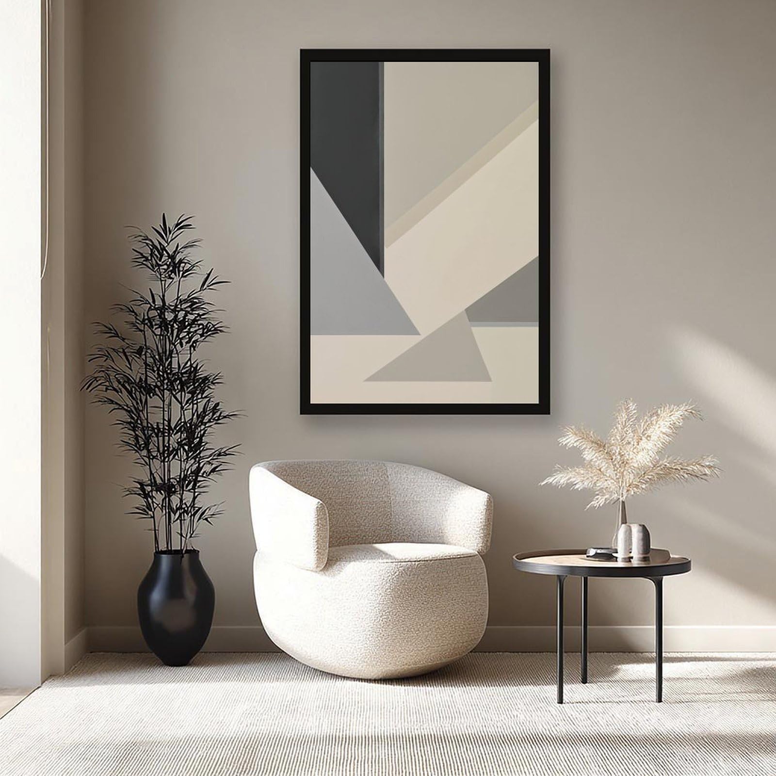 Mnyuein Neutrales abstraktes und minimalistisches Poster, 2 Leinwand-Poster, Schlafzimmer-Dekor, Sportlandschaft, Büro, Raumdekoration, Geschenk, schwarzer Rahmen, 40,6 x 61 cm (L x B)