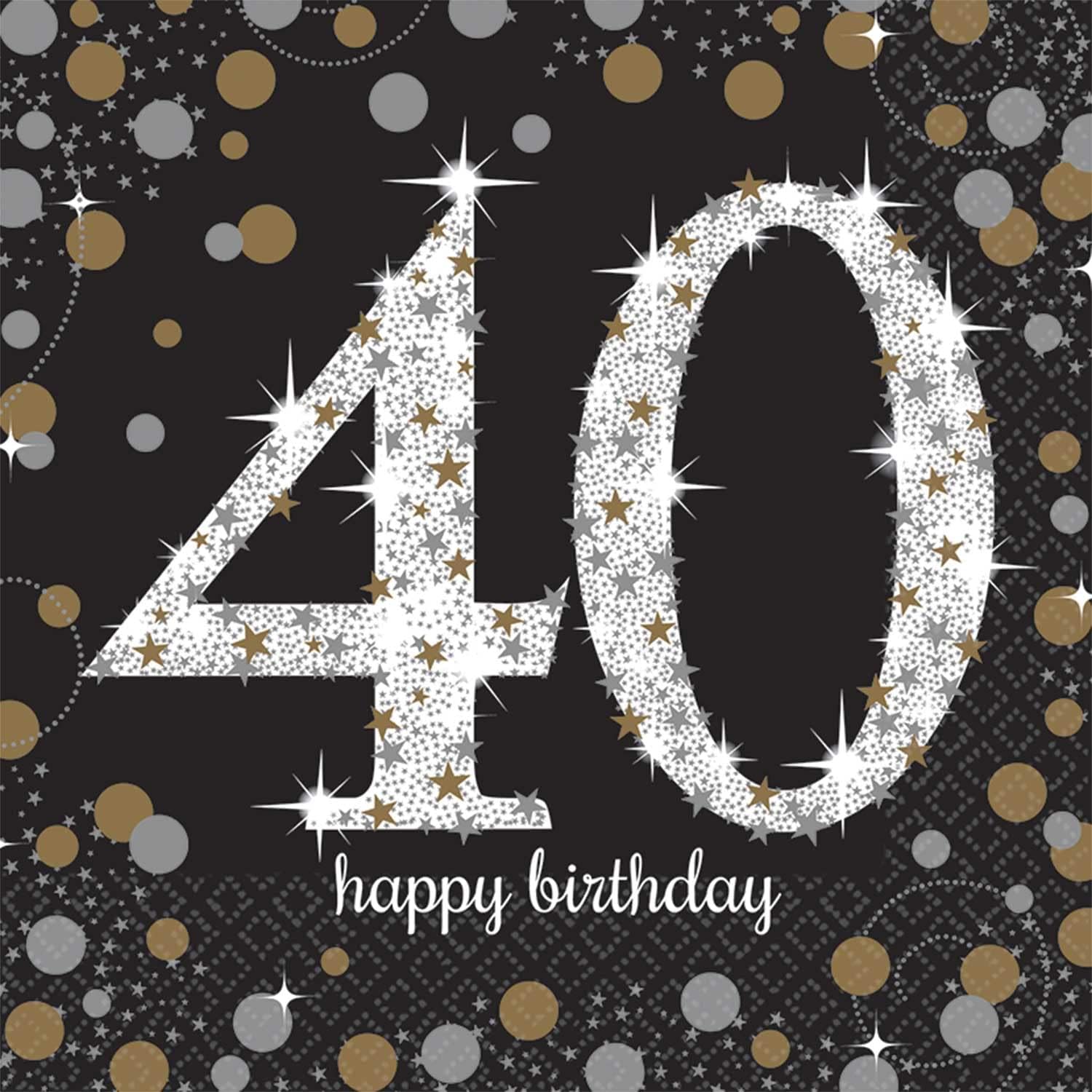 Amscan Sparkling Celebration 40 Paper Party Napkins - 6 1/2" x 6 1/2"| Pack of 16