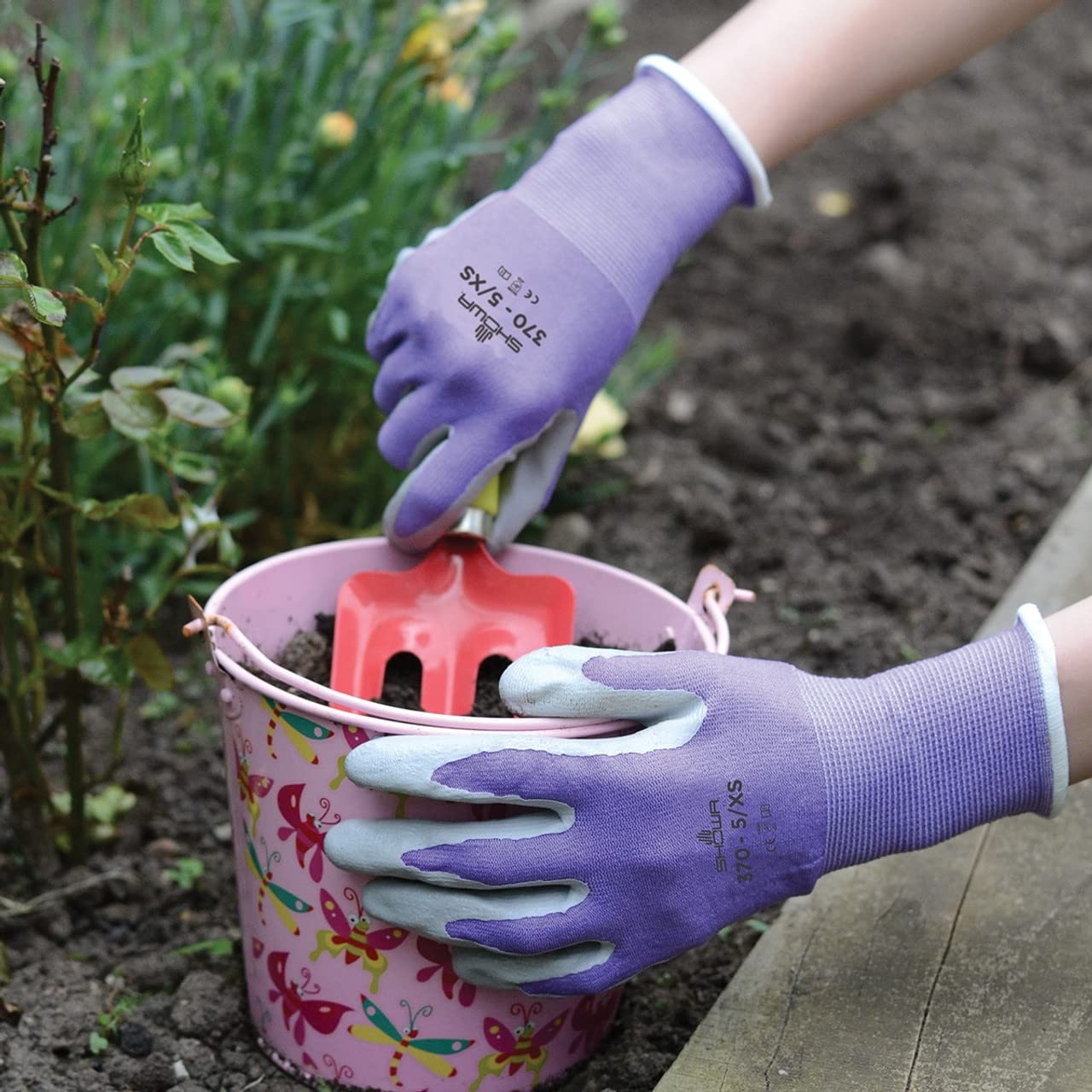 Showa Gartenhandschuh für Kinder, mit Handschuhen beschichtet, Größe XS