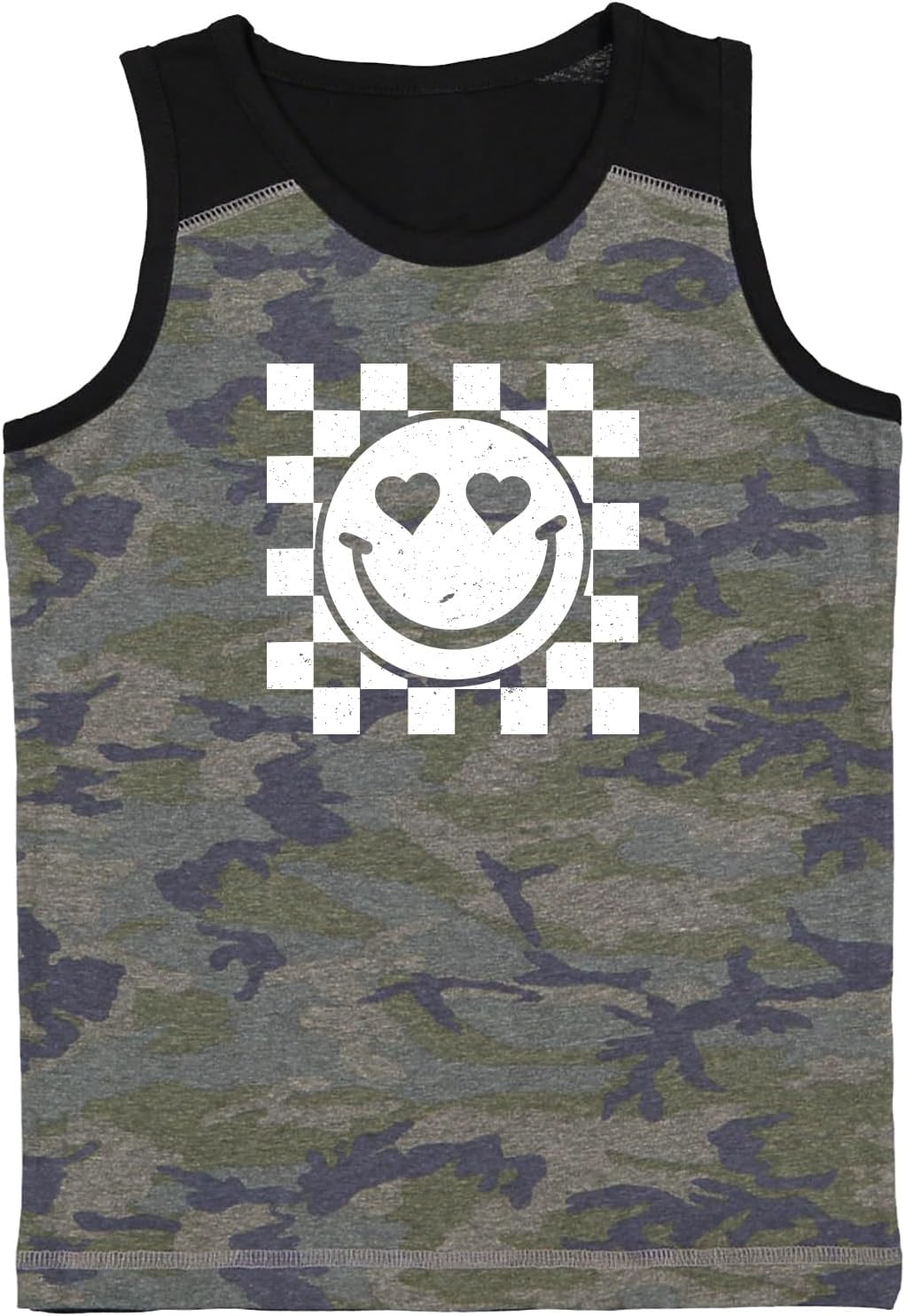 Heart Eyes Smile Face - Love Youth Contrast Back Tank Top