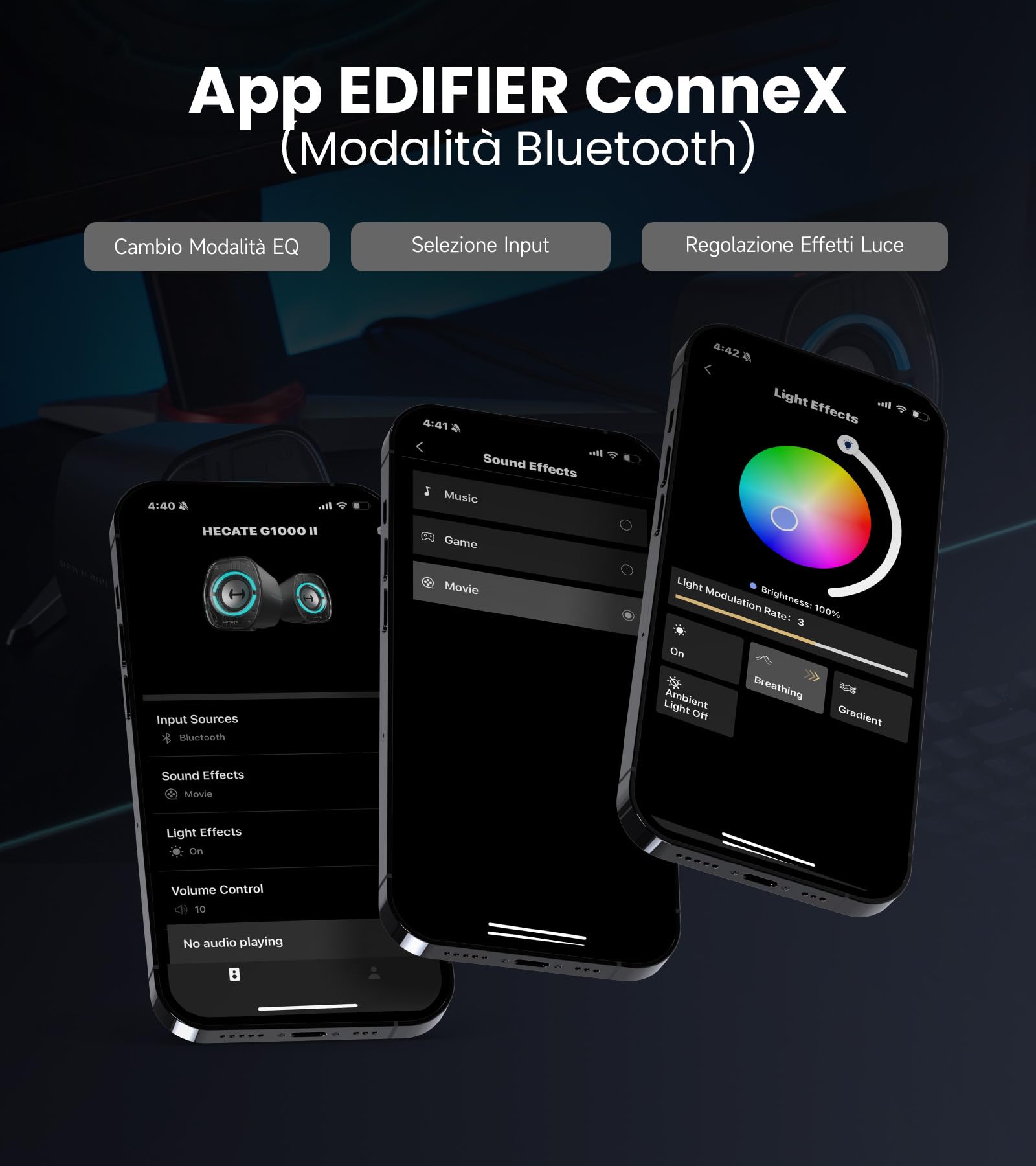 Edifier G1000 II Casse per Computer Gaming, Driver Full-Range da 2,5 Pollici con Bassi Potenziati, Bluetooth 5.4 via USB-C/AUX, 9 Modalità RGB Dinamiche, Compatte per PC/PS5/Switch (Nero)