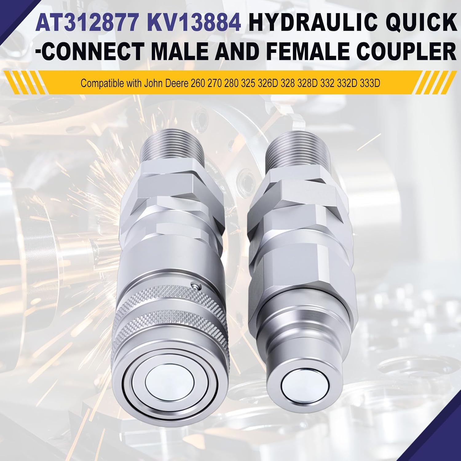 Hydraulic Quick Connect Coupler Kit AT312877 KV13884 for John Deere