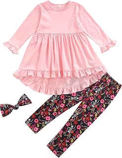 Toddler Girl Outfit Long Sleeve Ruffle Top and Pants Set Toddler Girl Floral Clothes Spring Fall Winter Clothing