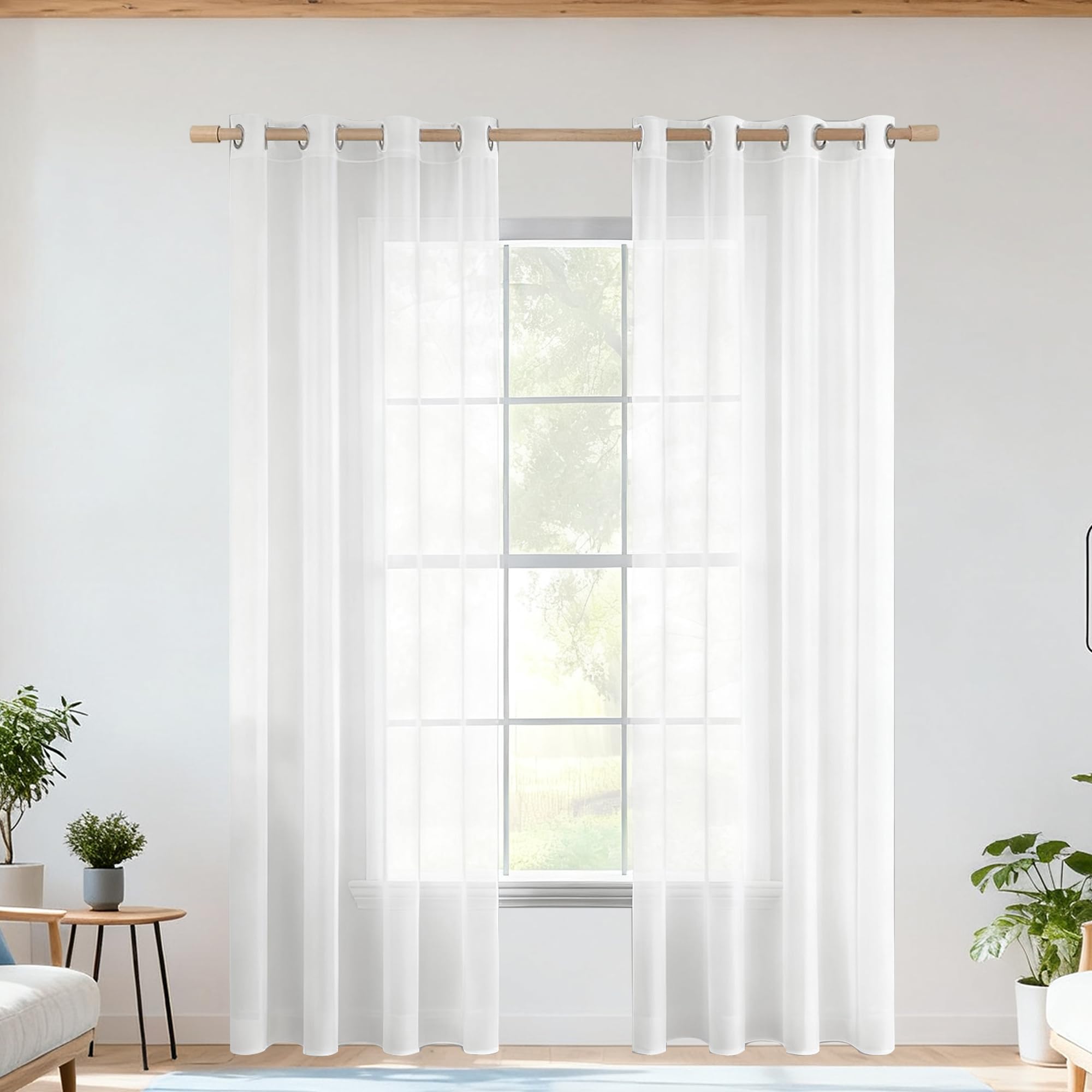 Rideaux voilages oeillet 280 x 190 cm translucide pour eclairer une chambre sombre