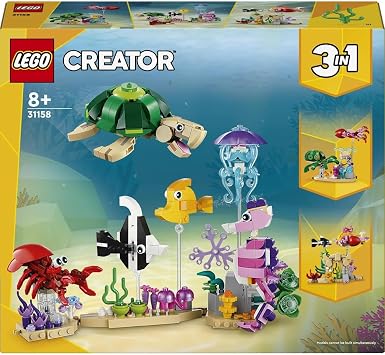 LEGO Creator 3’ in 1 Creative Toy Making Set (421 Pieces) with Fish, Turtle and Crab Model Options for Children Ages 31158-8 and Over