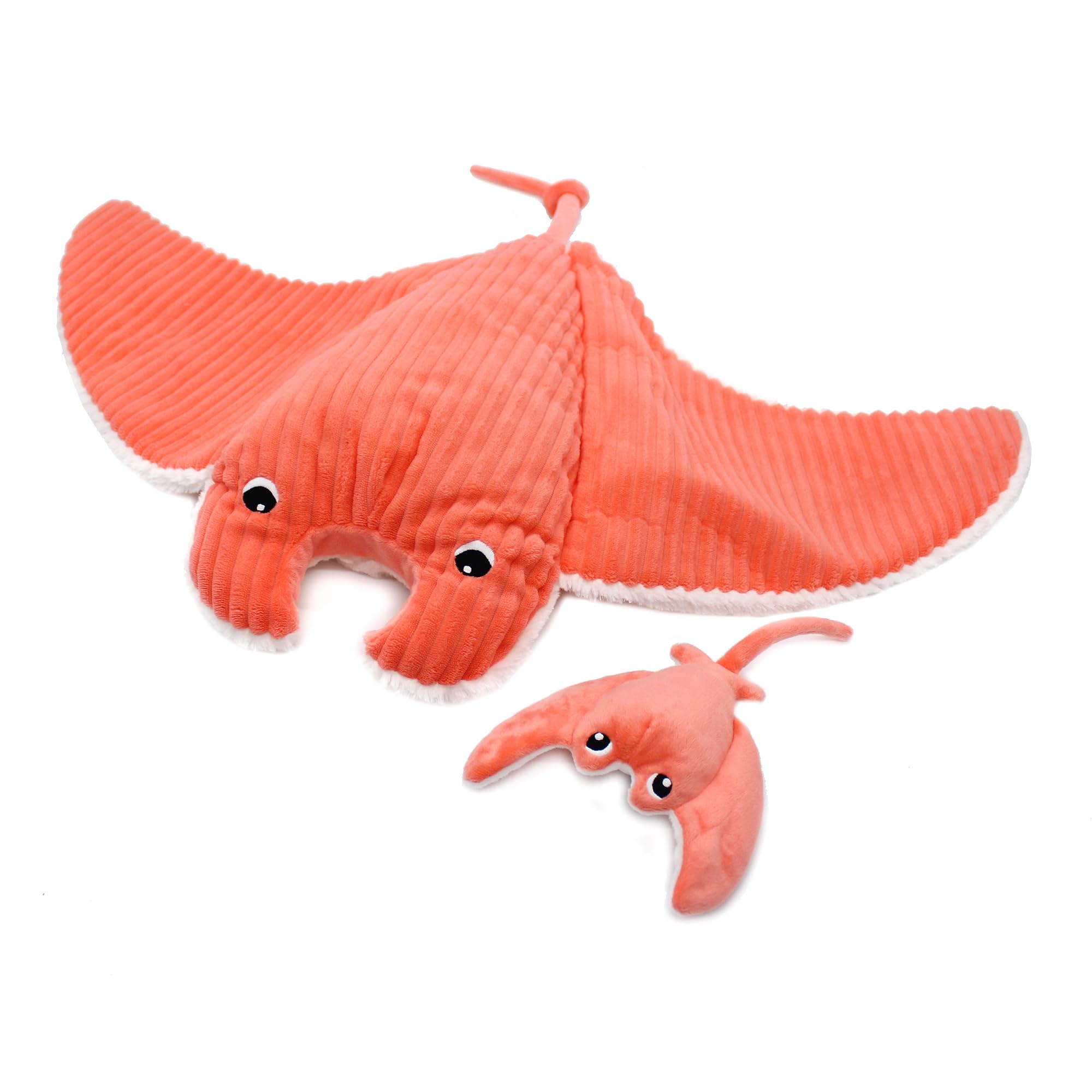 LES DÉGLINGOS PTIPOTOS by MENTALOU LA Raie Manta Mama/Bebe - Ultra miękki pluszak - Świąteczny prezent z okazji urodzin - 72 cm - Koral