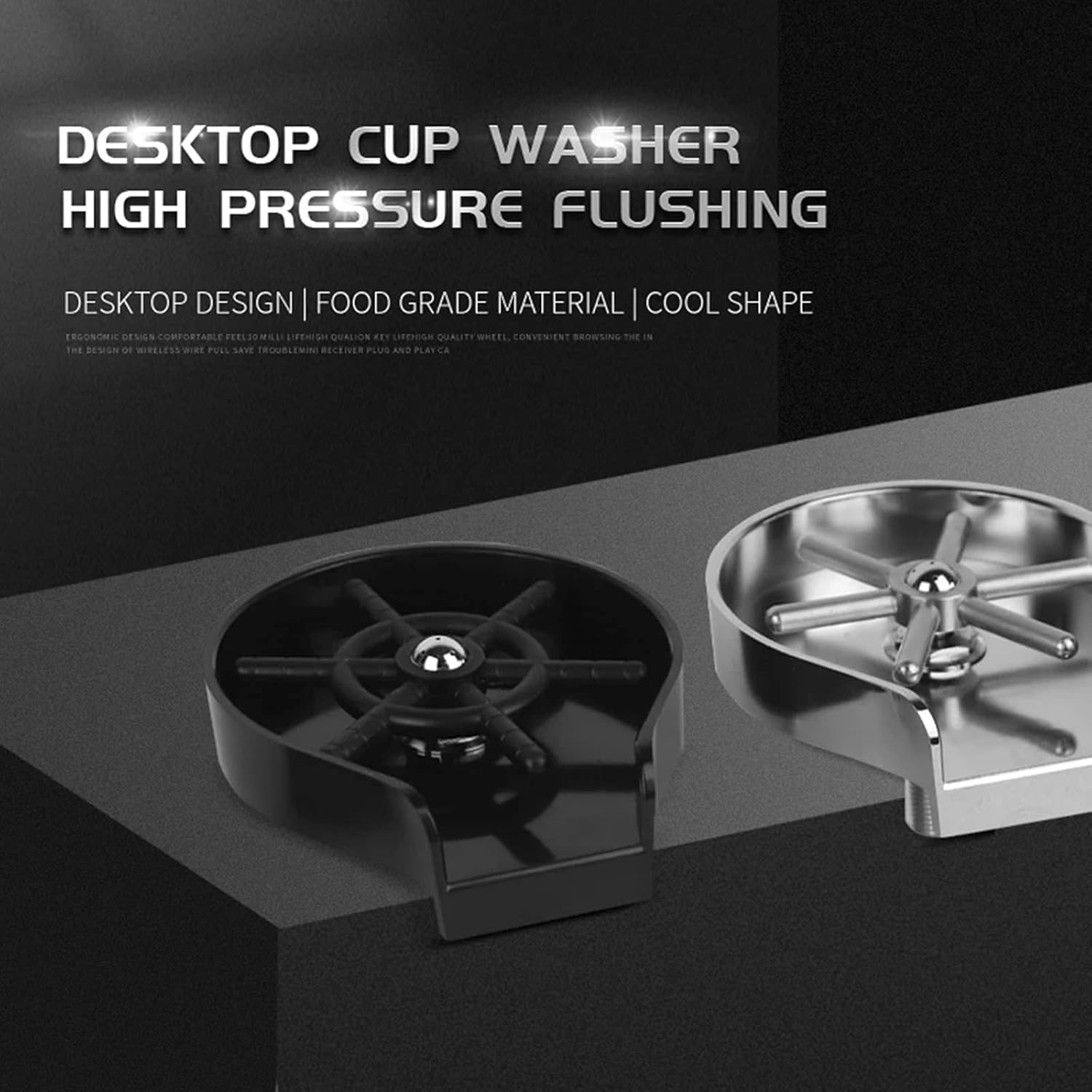 AIZYR Bar Glass Rinser for Kitchen Sinks, Stainless Steel Cup Washer Cleaner for Kitchen Sinks Bar Coffee Shop,Black