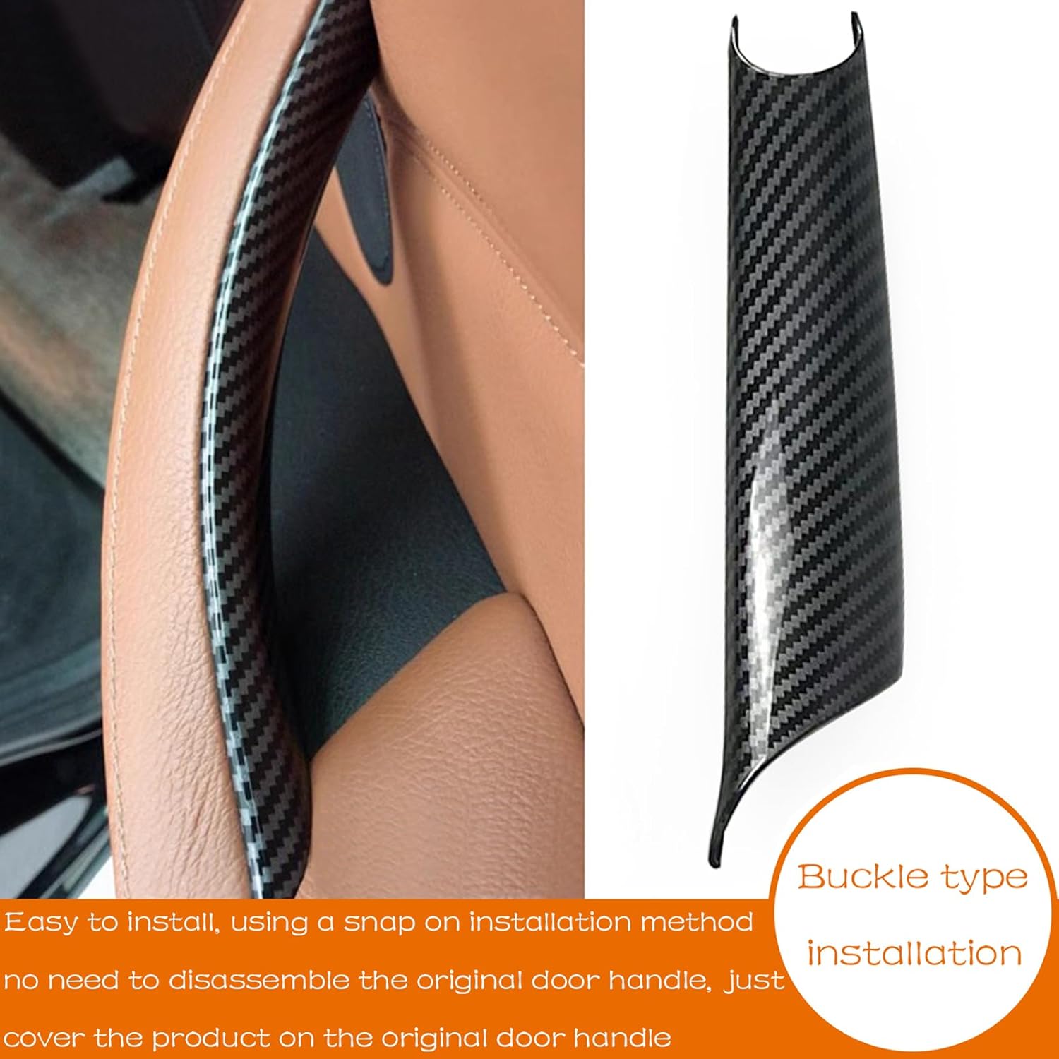 3PCS Car Door Handle Cover Fit for BMW X5 E70 F15 F85 2007-2018, X6 E71 F16 F86 2008-2019 Interior Door Pull Handles Protective Decorate Covers (E70 E71 Carbon Fiber Color)