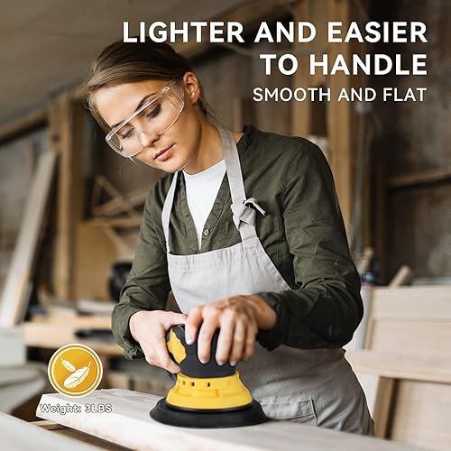 Miniatura 2 de Lijadora orbital aleatoria eléctrica sin escobillas 350W 3A Máquina de lijadoras orbitales con cable de velocidad variable multifunción para