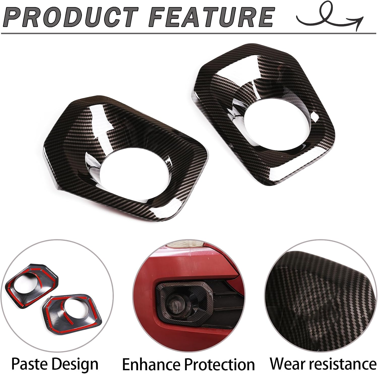 Lcojicep Car Front Fog Light Lamp Decoration Cover Trim Compatible with Tacoma 2016-2022 ABS Front Bumper Driving Fog Cover Trim Frame Car Accessories (Carbon Fiber Grain)