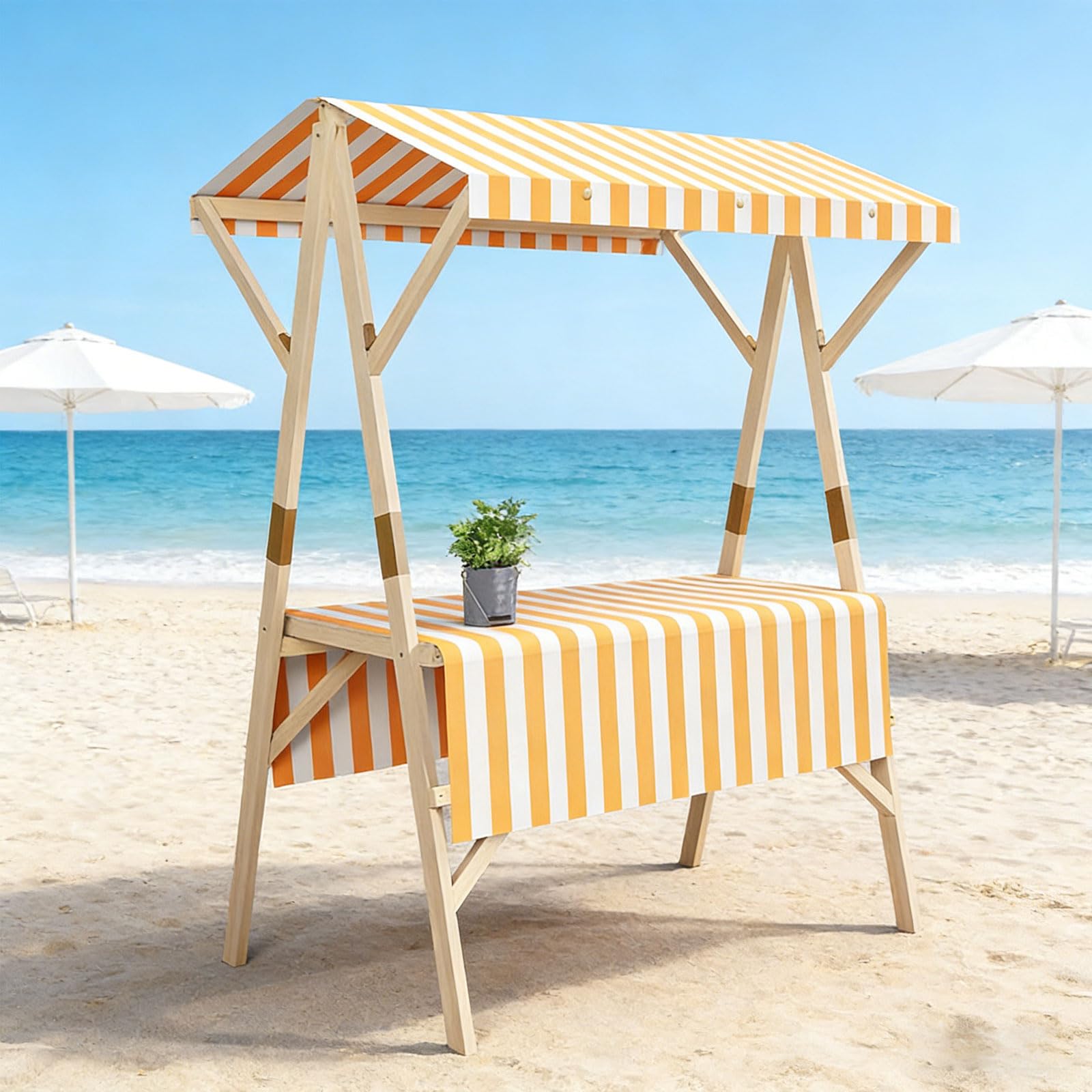 Portable Cart with Canopy, Outdoor Vendor Cart, White Farmers Market Stalls/Booth, Foldable Vendor's Stall With wheels for Festivals & Beaches,Outdoor