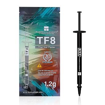 Thermalright TF8 1.2g Thermal Compound Paste Heatsink Paste Carbon Based High Performance Thermal Compound CPU for All Coolers, Thermal Interface Material High Durability 13.8W/m.k, 1.2 Grams