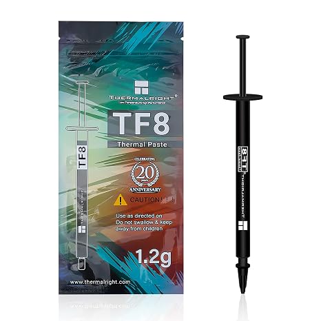 Thermalright TF8 1.2g Thermal Compound Paste Heatsink Paste Carbon Based High Performance Thermal Compound CPU for All Coolers, Thermal Interface Material High Durability 13.8W/m.k, 1.2 Grams