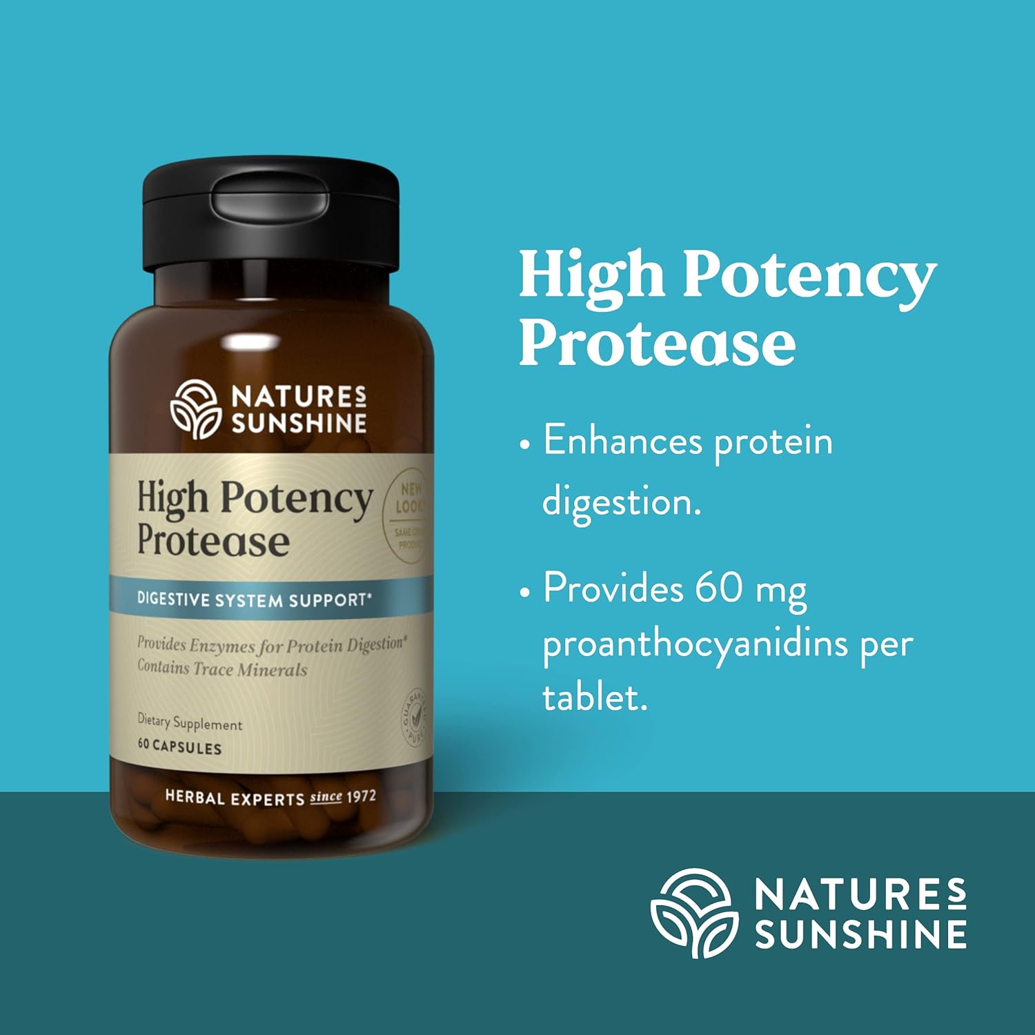 Nature's Sunshine High Potency Protease 60 Capsules