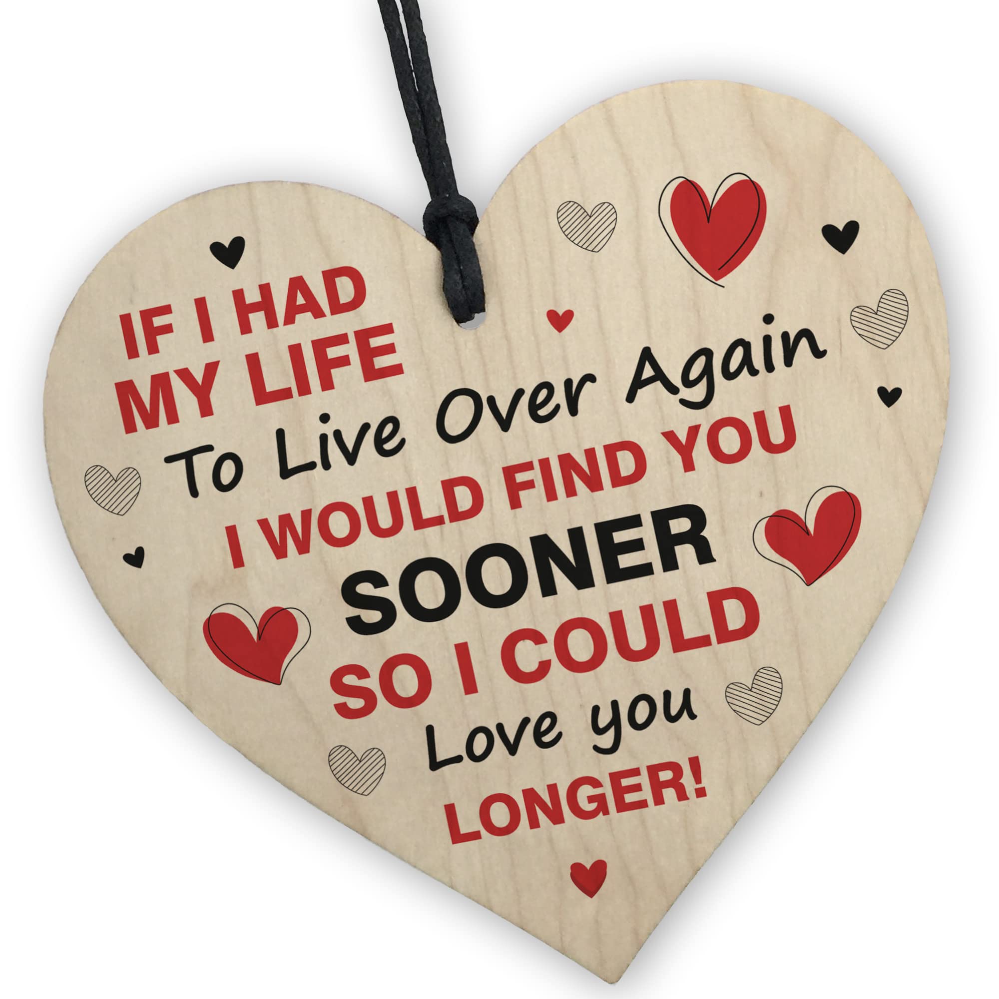 Red Ocean Valentines Gift For Him Or Her Love You Longer Valentines Day Gift Anniversary Present Wooden Heart