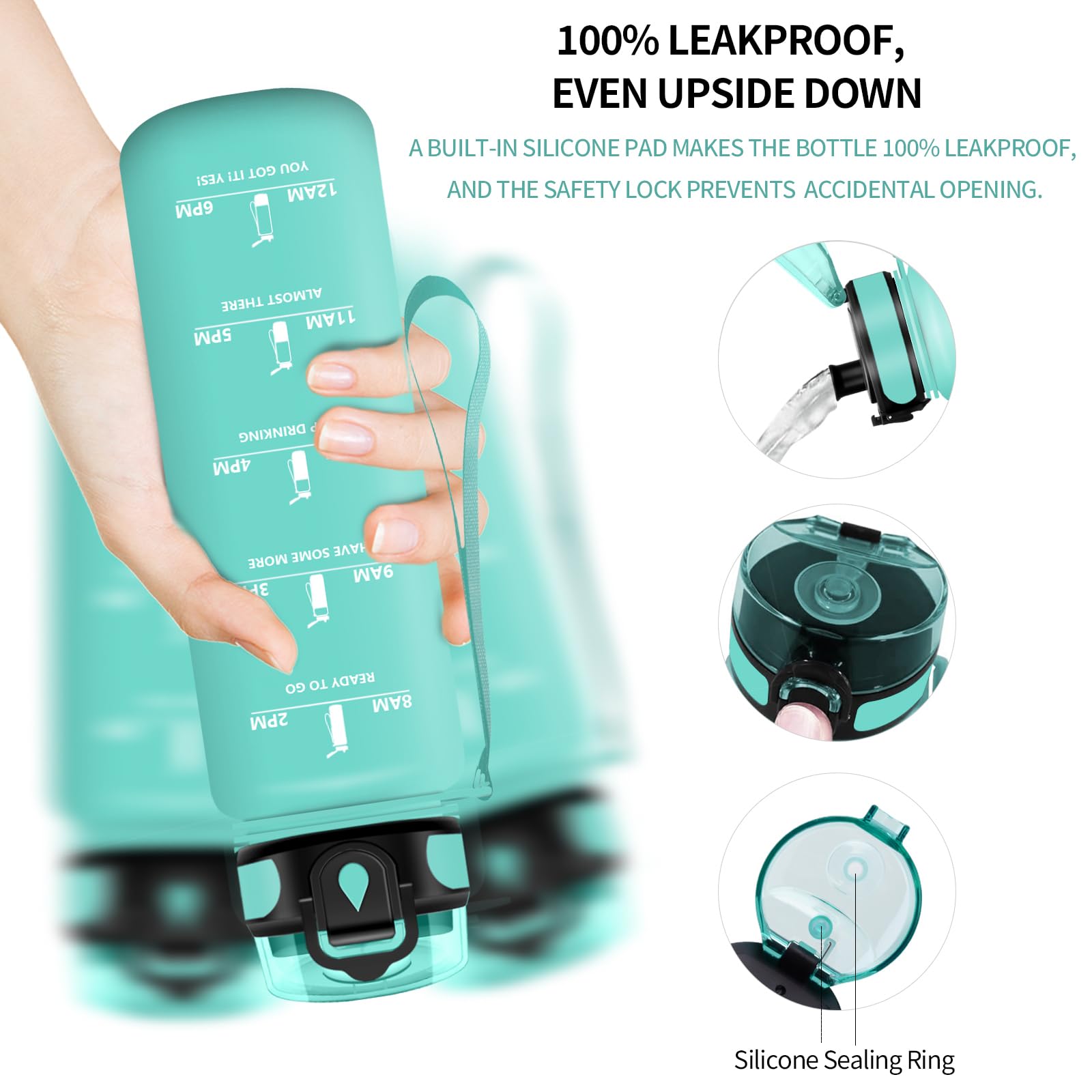 Vikaster Borraccia Sportiva, Borraccia 500ml/1000ml/1500ml, Senza BPA & Prova di Perdite, Bottiglia Acqua Bambini, Bici, Scuola, Palestra, Ufficio, Yoga