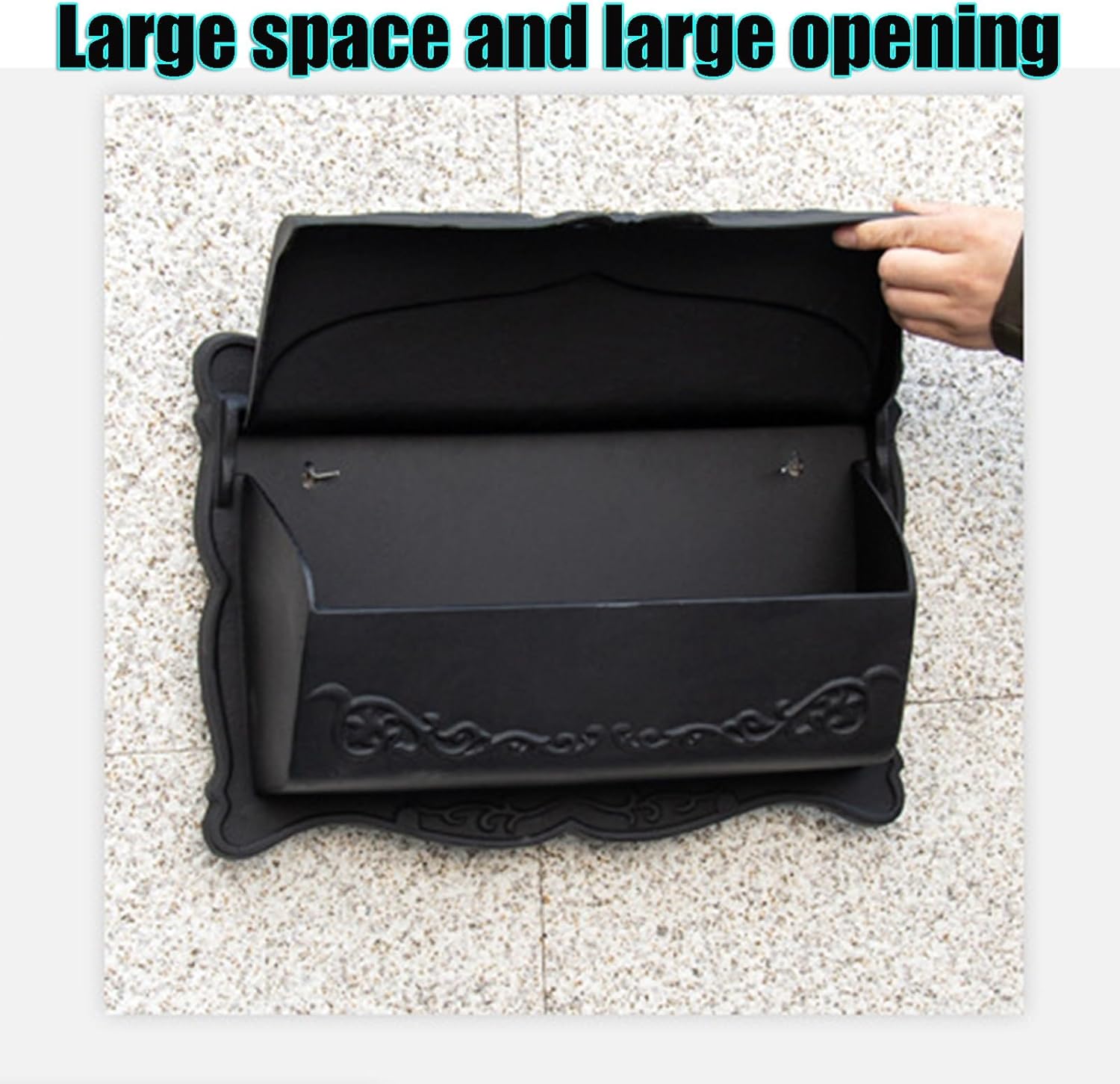 Home Use Cast Aluminum Mailbox Outdoor Wall Mounted Mailboxes Flip Top Large Size Placement Opening Opening Design with 2 Holes Wall Mounted Parcel Boxes