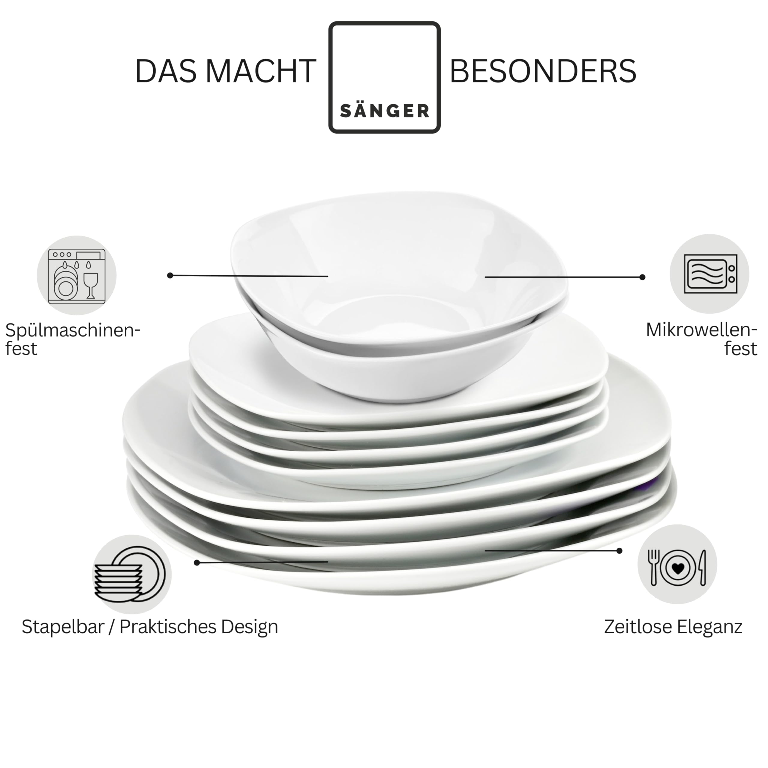 Sänger Geschirrservice Bilgola in Weiß – Bild 4