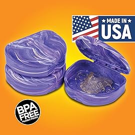 Practicon Marble Retainer Cases, Orthodontic Aligner Case, Mouth Guard Holder (3 Pack) (Purple)