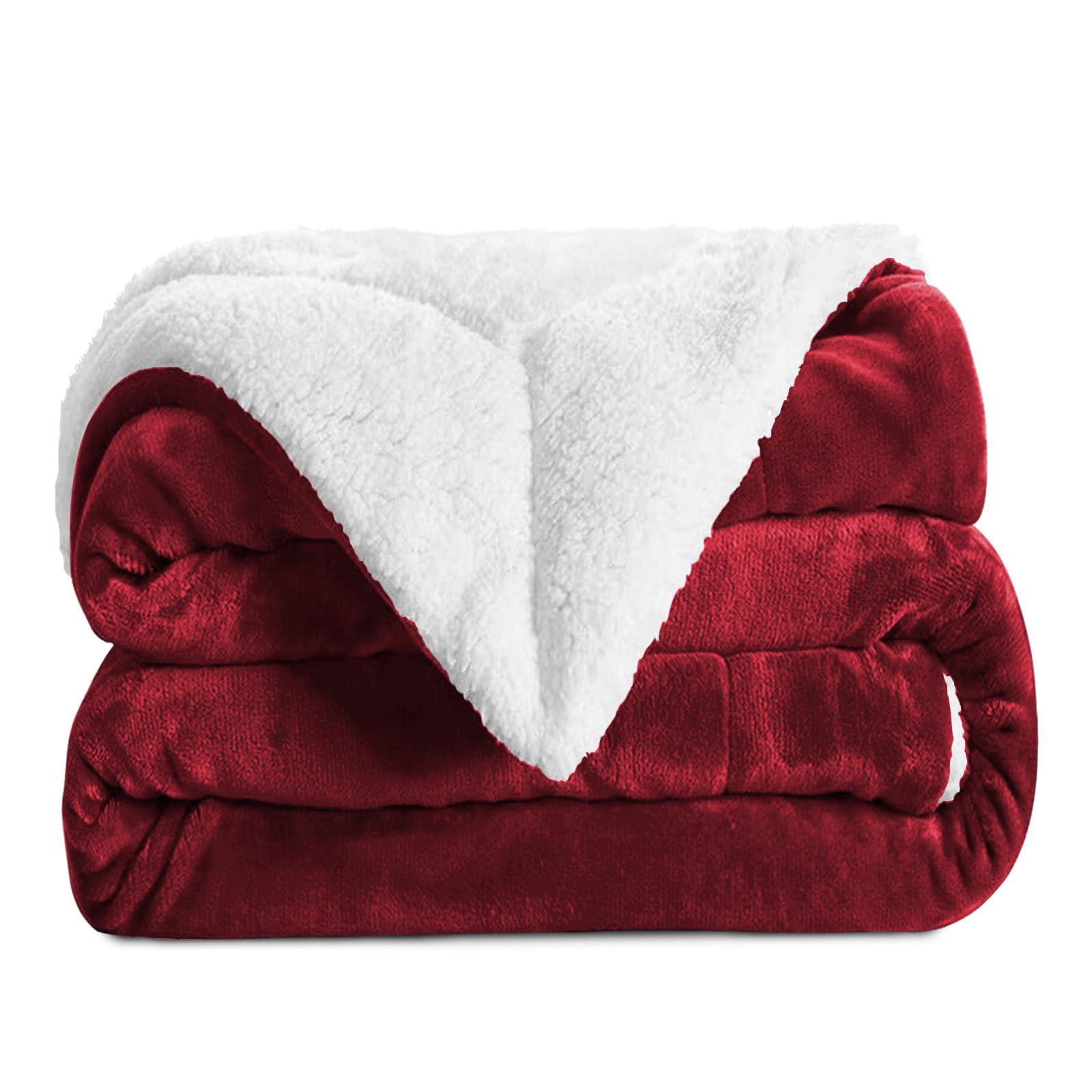 Aspire Homeware Sherpa Fleece Blanket Reversible Plush Soft Fluffy Fleece Blankets Thick Bed Throws Microfiber Throw for Sofa (Burgundy, Super King (230 x 270 cm))