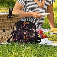 Vista 2 de Lonchera de arte egipcio para mujer, con constelación de luna, aislada, para oficina, reutilizable, con correa ajustable para el trabajo