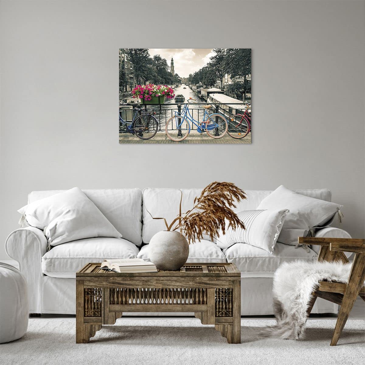 ARTTOR Lienzos decorativos Ámsterdam Bicicletas Puente Cuadro Sobre Lienzo Moderno 70x50cm Cuadros Decoracion Salon Dormitorio Cocina Cuadros Pared Imágenes Wall Art Prints Decor Canvas AA70x50-4503