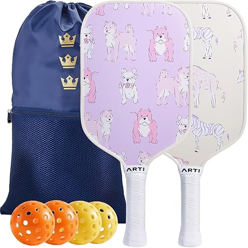 ARTI Juego de 2 palas de pickleball aprobadas por USAPA, 2 raquetas de pickleball, 4 bolas y 1 bolsa de transporte portátil